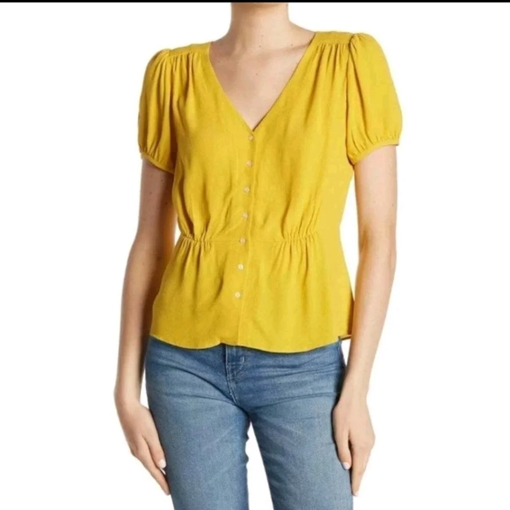 J. Crew Short Sleeve Button Peplum Blouse M